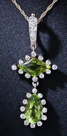 Antique Peridot Drop Necklace