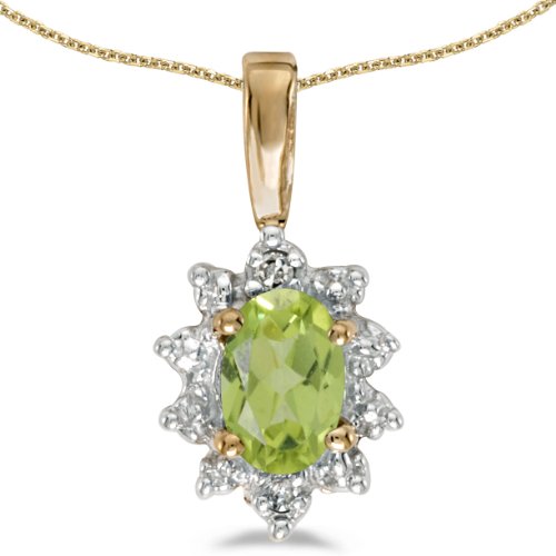 Ladies .05CT Diamond with Peridot Heart Necklace Pendant 10K White Gold 